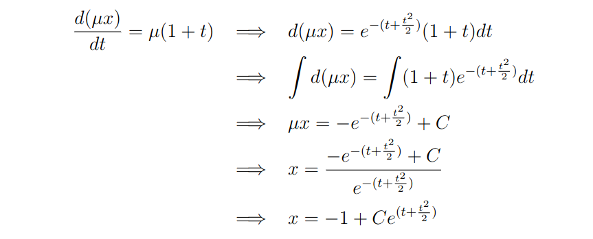 resolução de uma das EDOs de primeira ordem.